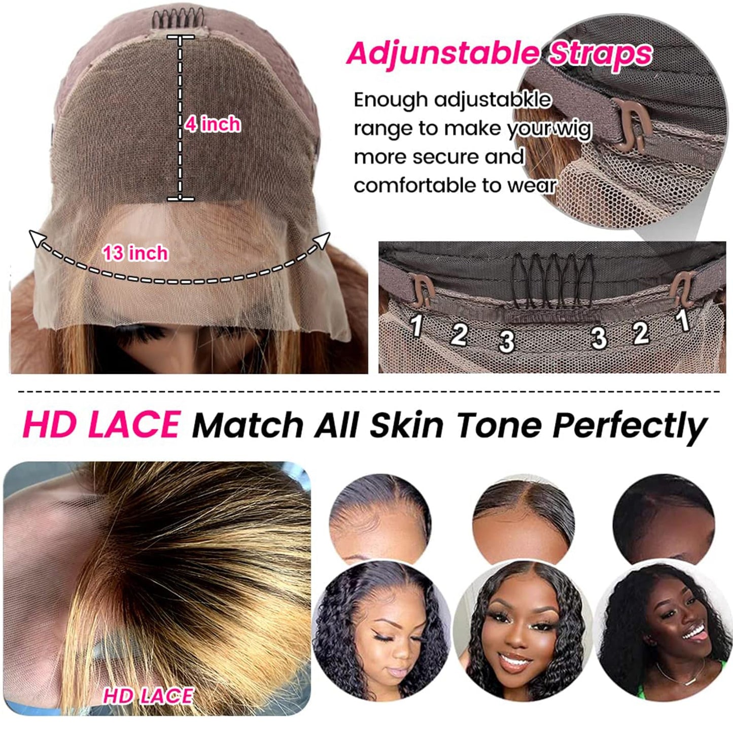 Highlight Ombre Lace Front Wigs Human Hair Pre Plucked 13x4 HD Straight Lace Front Wigs 4/27 Honey Blonde Lace Front Wig Human Hair 180% Density Glueless Wigs Human Hair Pre Plucked Wigs for Women