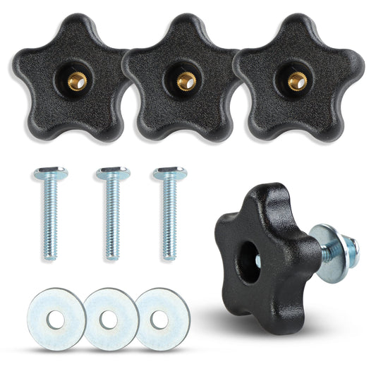 DCT 5 Star Knobs Kit 1/4in-20 Threaded Knob, Bolt with Knob, Clamping Knob Jig Knobs T Track Knobs and Bolts 4-Pack