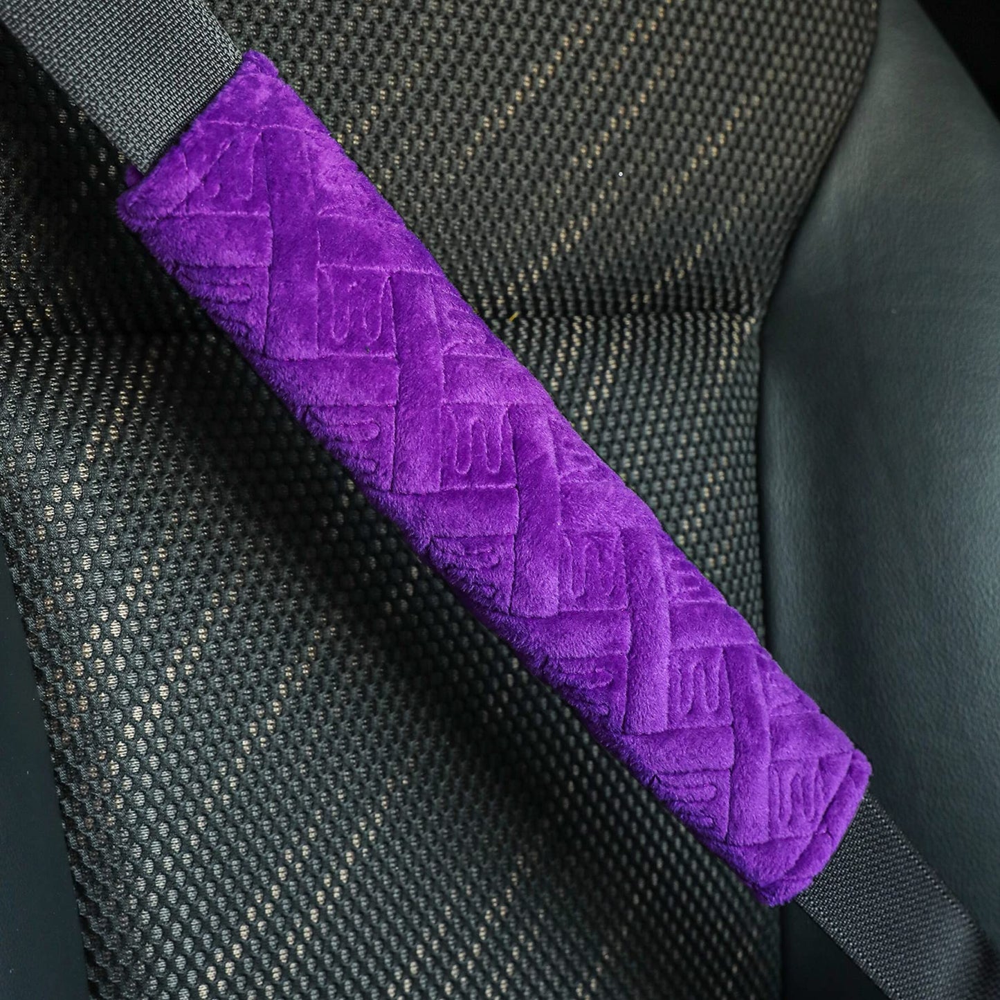 JUSTTOP 2-Pack Universal Car Seat Belt Pads Cover for A More Comfortable Driving, Seat Belt Shoulder Strap Covers Harness Pad for Car Interior Accessories(Purple)