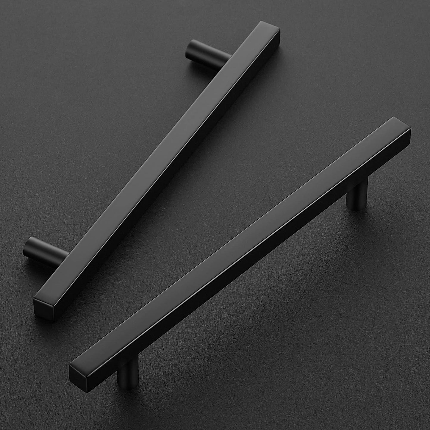 Ravinte 10 Pack 8-13/16" Square Cabinet Pulls Matte Black Stainless Steel Kitchen Cupboard Dresser Handles Cabinet Handles 8-13/16" Length, 6-3/10" Hole Center