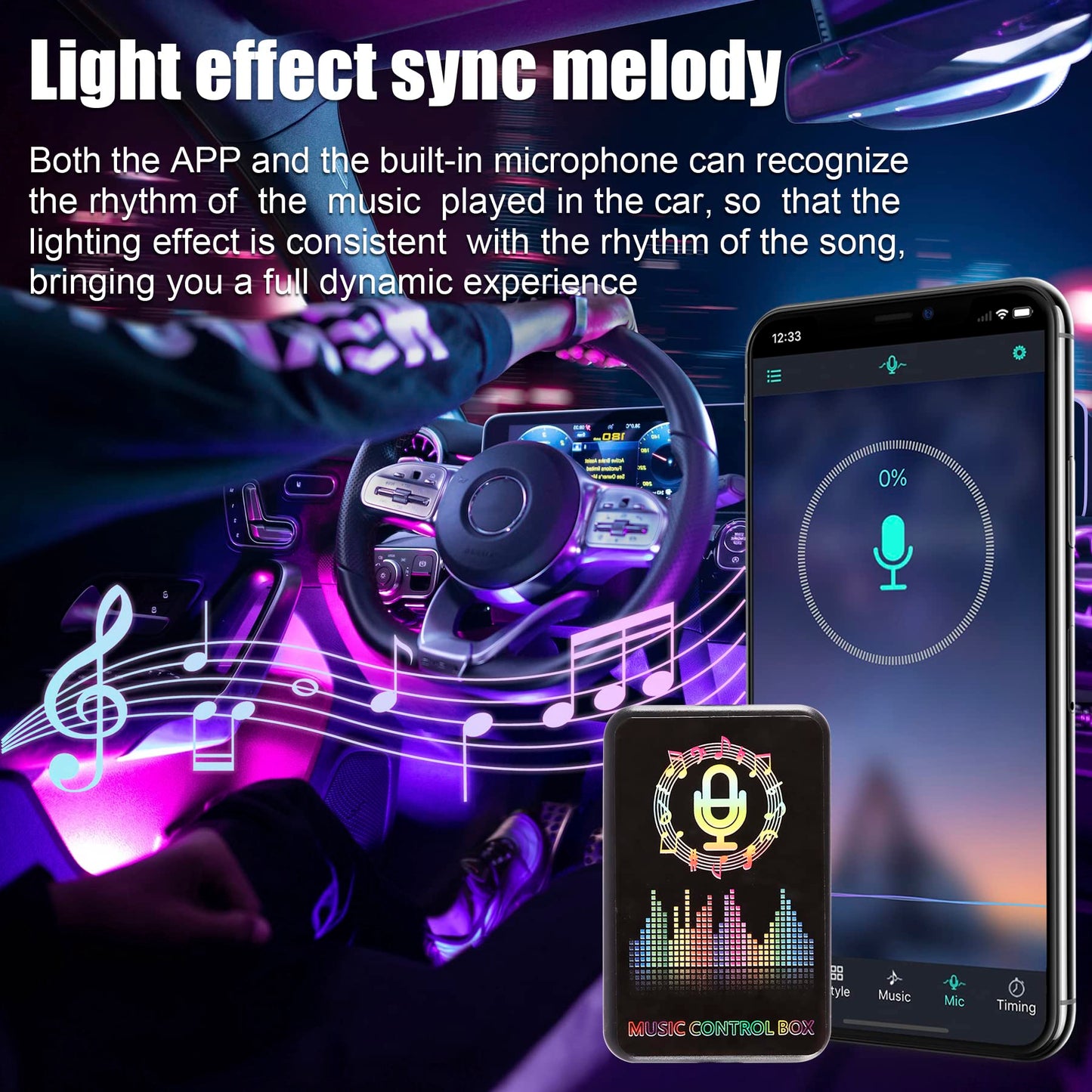 LivTee Smart RGB LED Interior Lights, 2 Lines Design with USB Port, App Control, Music Mode and DIY Mode, Car Accessories Gifts for Women Men