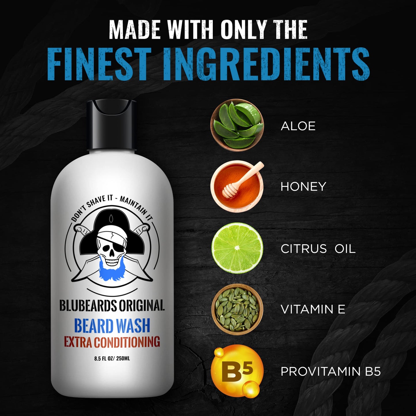 Bluebeards Original Beard Wash and Conditioner for Men, 8.5 oz. - Natural Beard Wash and Beard Moisturizer, with Aloe & Lime - Deeply Cleans, Softens, and Conditions Your Beard and Skin - Made in USA