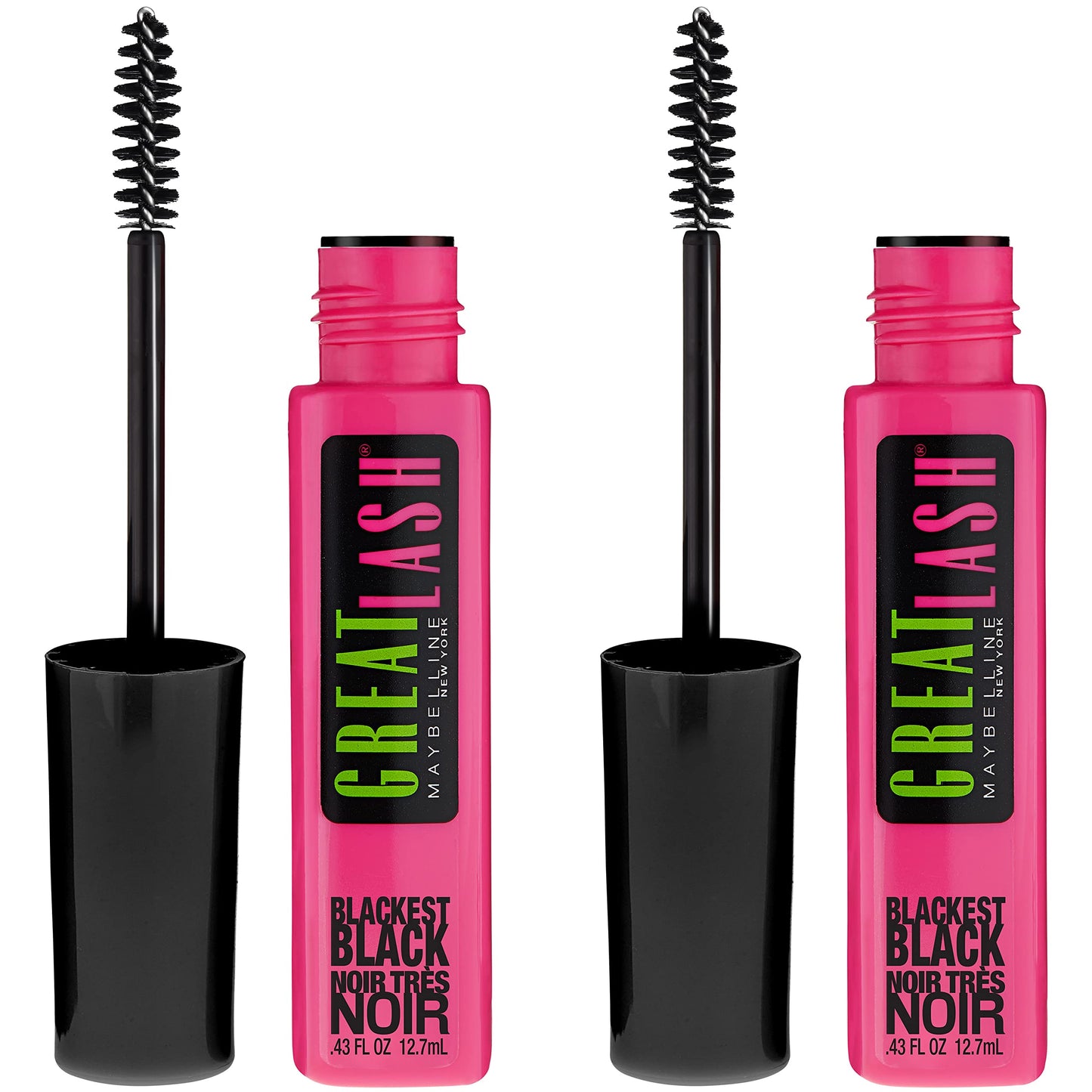 Maybelline New York Great Lash Washable Volume Mascara Dual Pack, Blackest Black, 0.86 fl oz, 2 Count