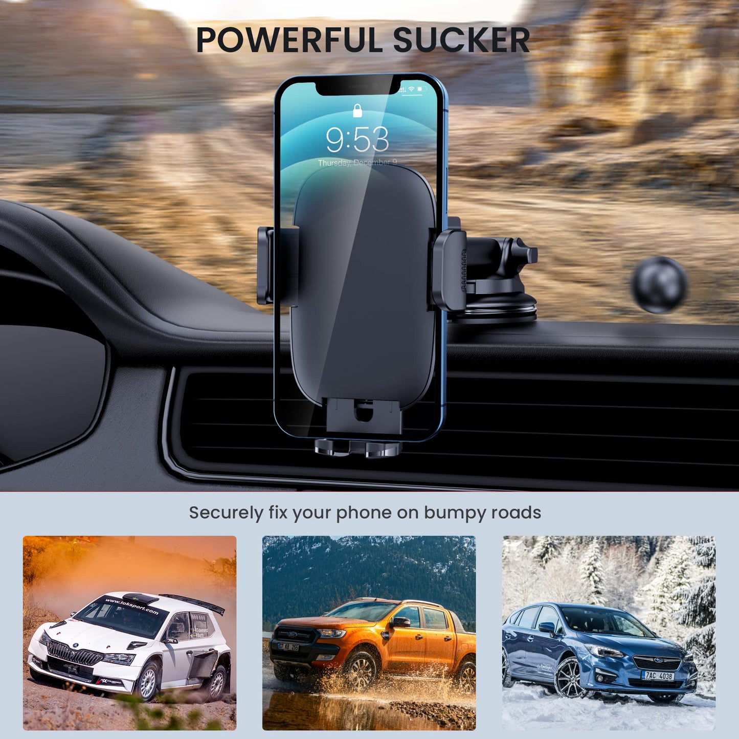 Car Phone Holder Mount Phone Mount for Car Windshield Dashboard Air Vent Universal Hands Free Automobile Cell Phone Holder Fit for iPhone Smartphones