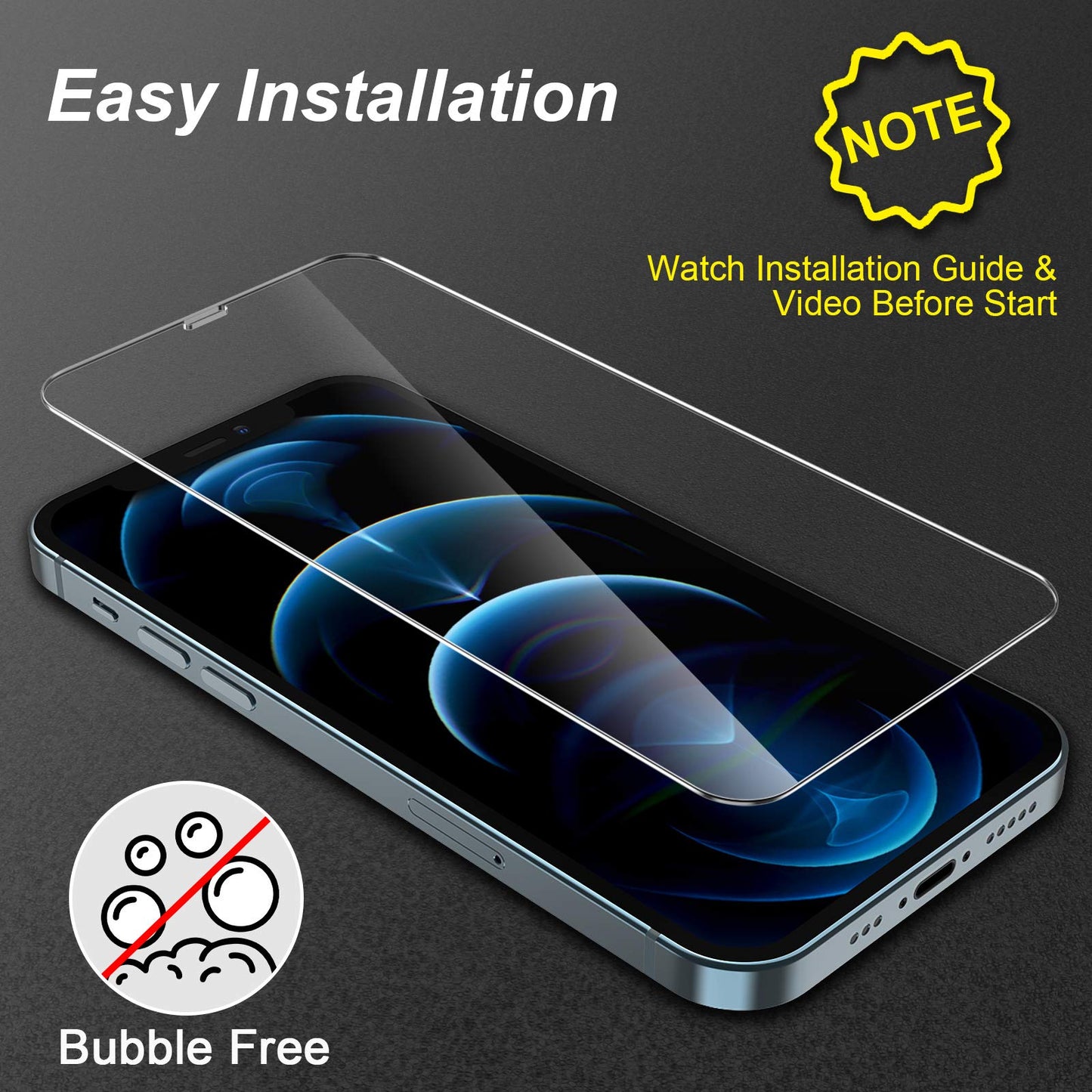 [4Pack] 2 Pack Screen Protector Tempered Glass Compatible with iPhone 12 PRO 5G (6.1”)+2 Pack Camera Lens Protector Tempered Glass for iPhone 12 PRO, HD Clear Anti-Scratch Bubble Free Case Friendly