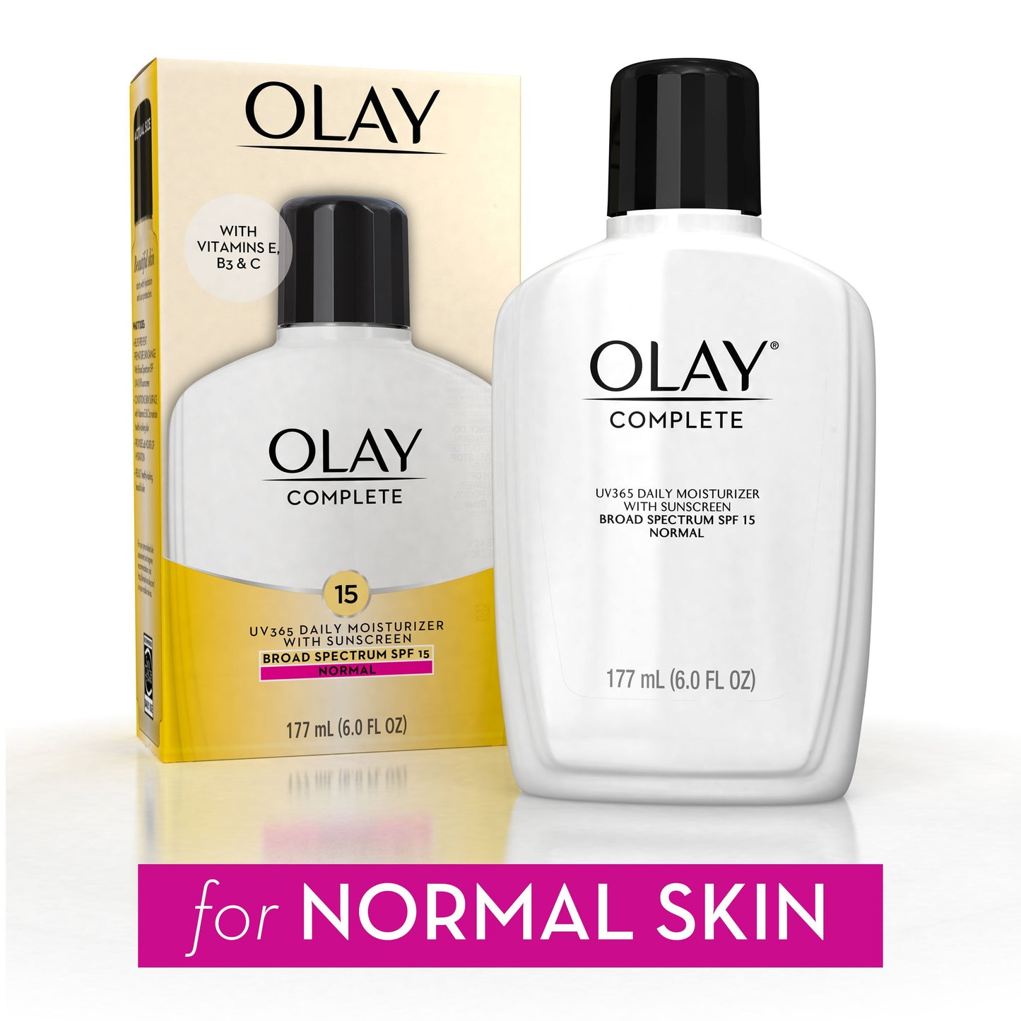 Olay Face Moisturizer Complete Lotion All Day Daily Facial Moisturizing Lotion SPF 15 for Normal Skin and Hydration, Oil-Free Non-Greasy, 6 Fl Oz (Pack of 2)