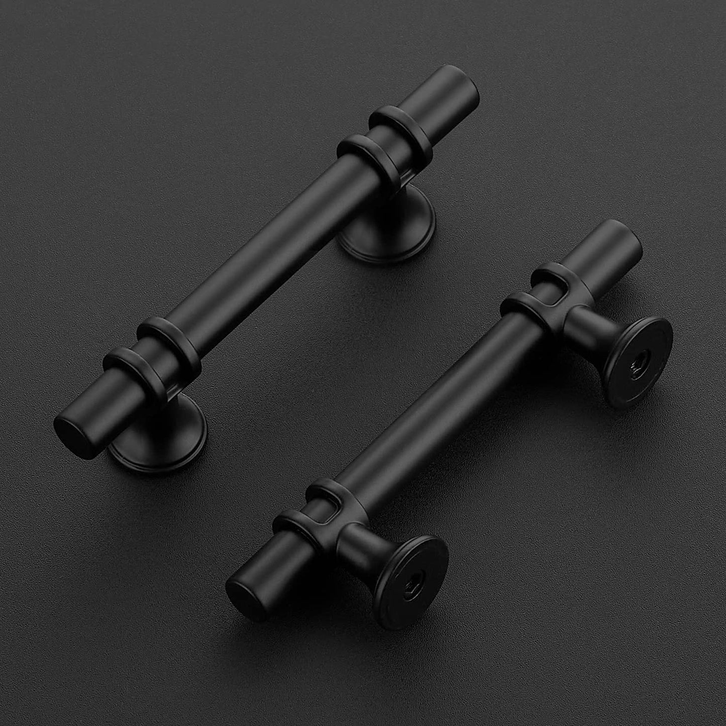 Ravinte 30 Pack 5 Inch Cabinet Pulls Kitchen Cupboard Handles with Round Base Matte Black Drawer Pulls Cabinet Handles 5" Length, 3" Hole Center