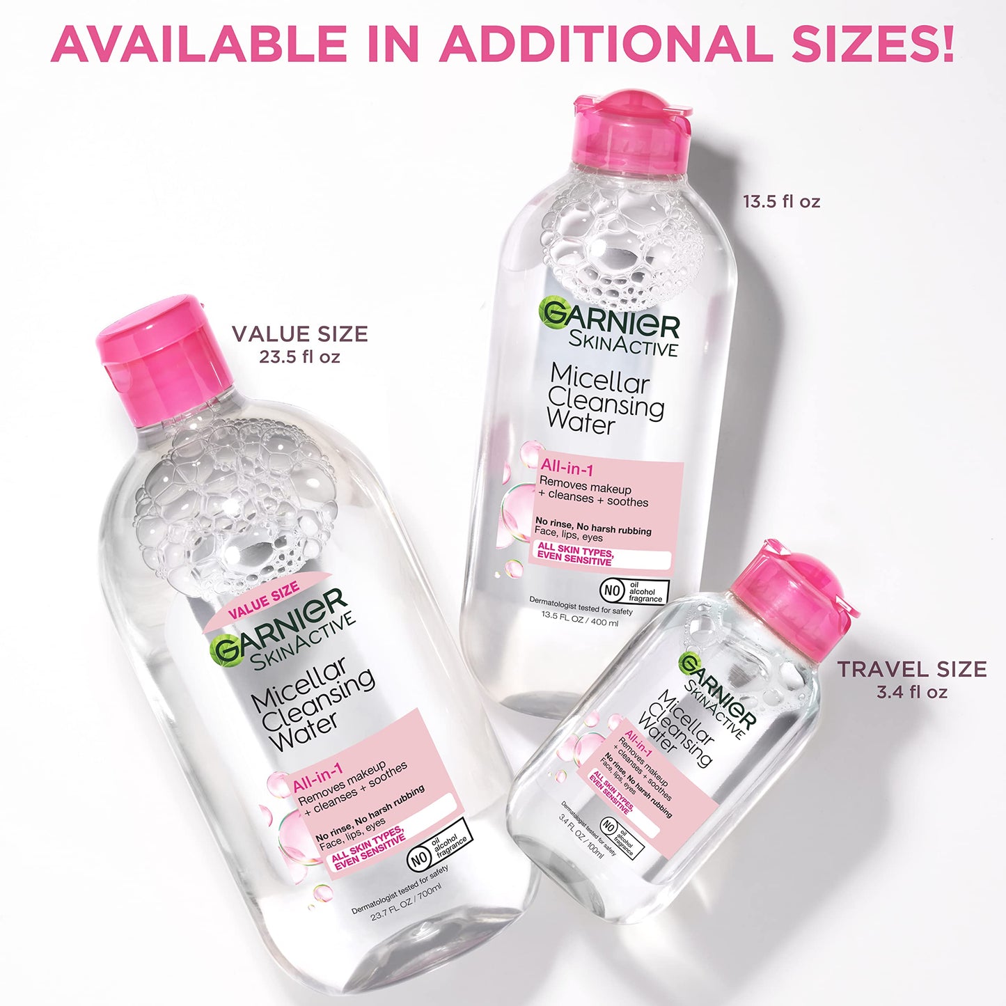 Garnier SkinActive Micellar Cleansing Water, For All Skin Types, 3.4 fl; oz., 3 Count