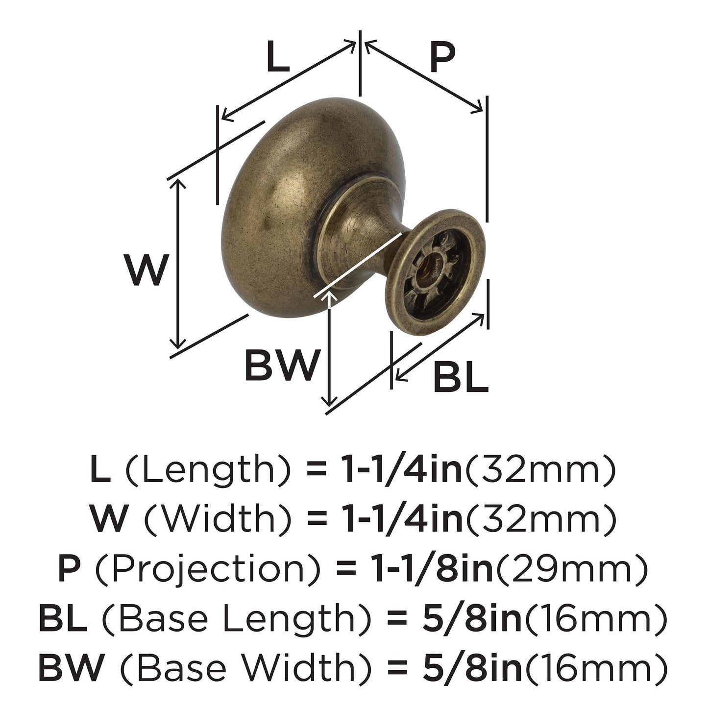 Amerock | Cabinet Knob | Burnished Brass | 1-1/4 inch (32 mm) Diameter | Edona | 1 Pack | Drawer Knob | Cabinet Hardware