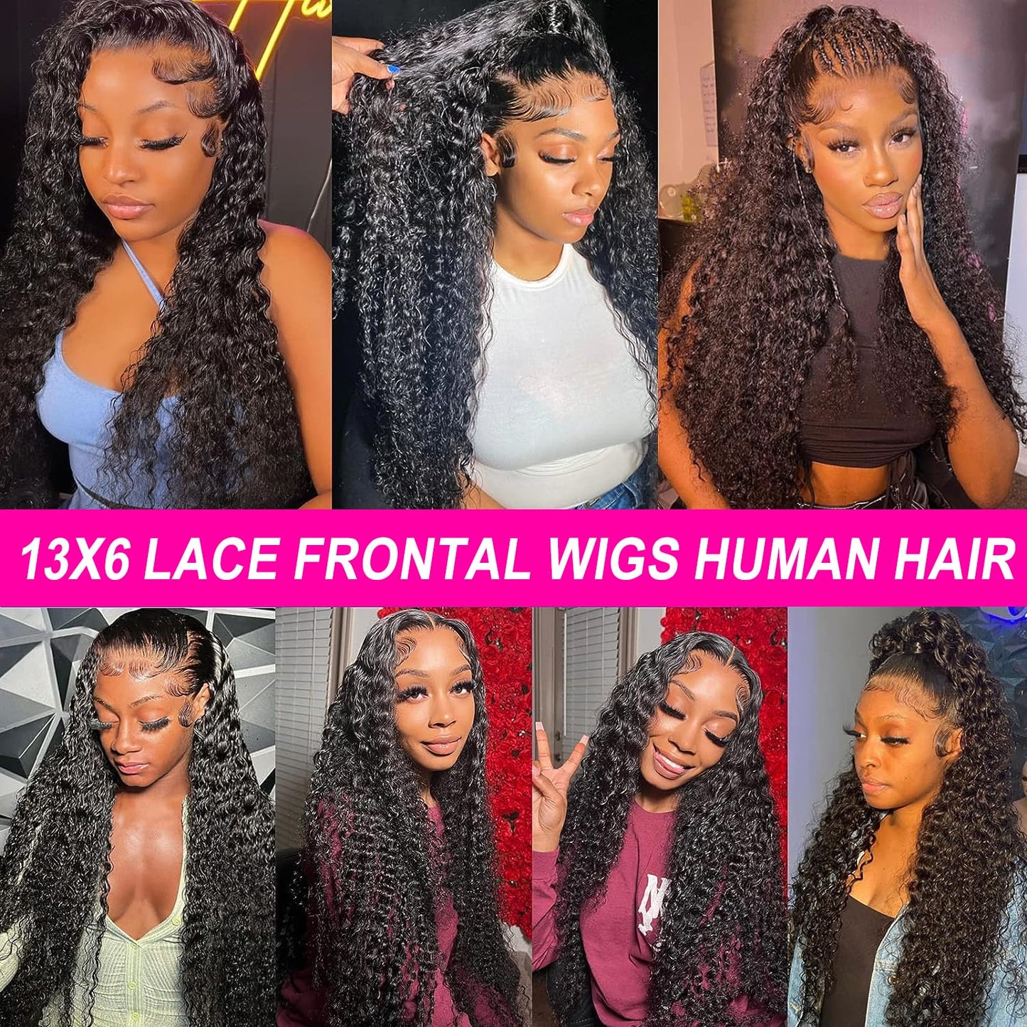 13x6 Lace Front Wigs Human Hair 180% Density Deep Wave Wigs for Women Human Hair Glueless Wigs Human Hair Pre Plucked with Baby Hair Natural Hairline Wet and Wavy Lace Front Wigs 28 Inch