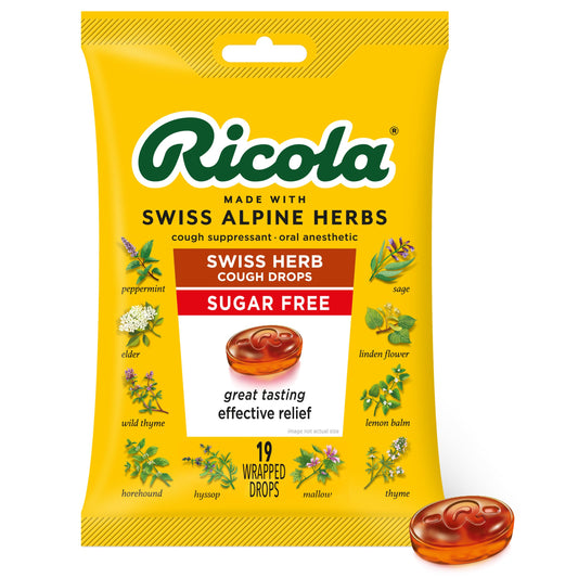 Ricola Sugar Free Swiss Herb Cough Drops, Original, 19 Count