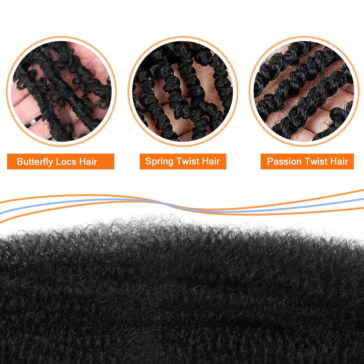 Springy Afro Twist Hair 12 Inch 3 Packs Black Color Pre Fluffed Marley Twist Braiding Hair (12 inch, 1B)