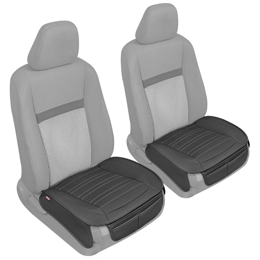 Motor Trend Seat Covers for Cars Trucks SUV, Faux Leather 2-Pack Black Padded with Storage Pockets, Premium Interior Car Seat Cover