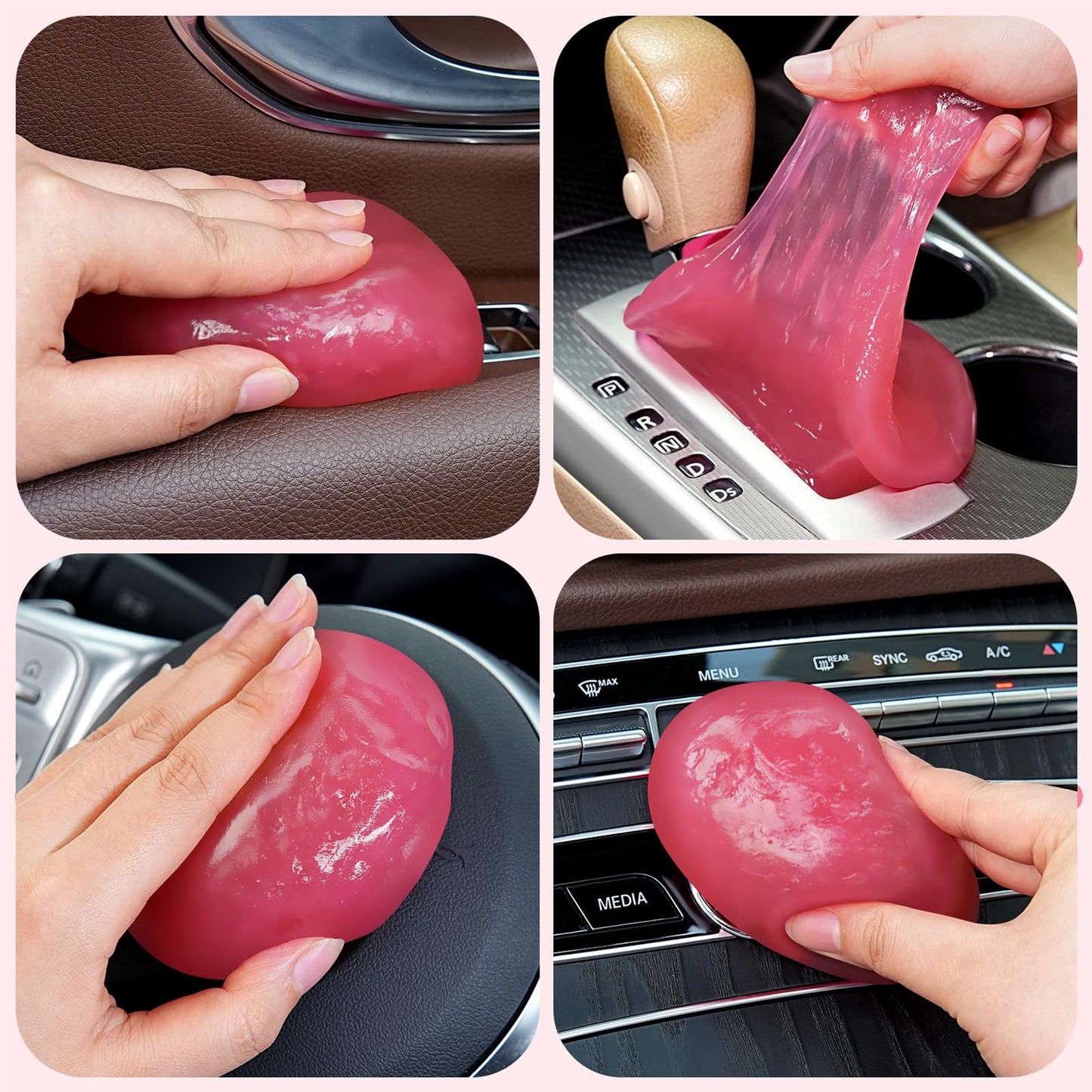 Car Cleaning Gel for Car Cleaning Kit Car Putty Car Slime for Cleaning Car Cleaning Putty for Car Interior Cleaner Car Dust Cleaning Gel for Car Detailing Kit Car Accessories Keyboard Cleaner Pink