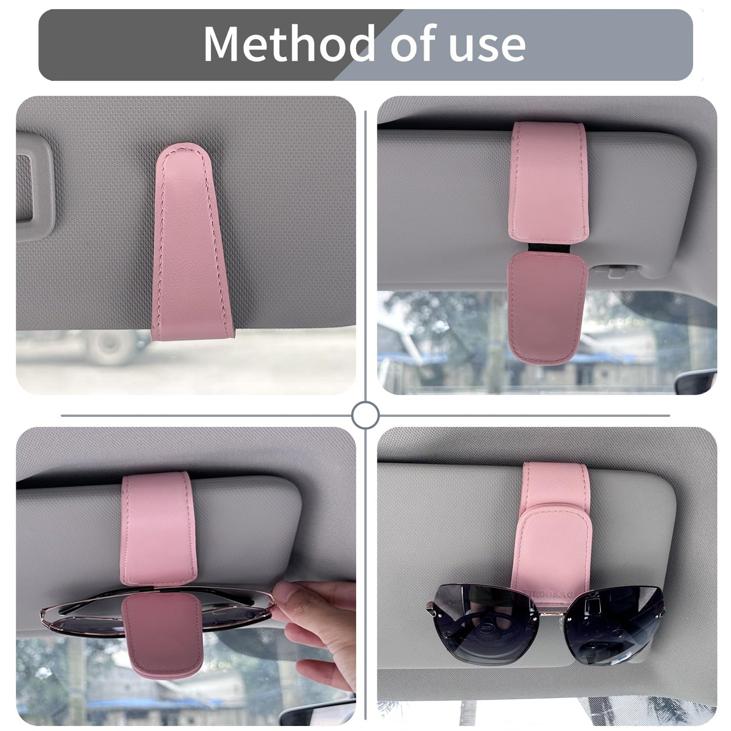 TILDOSAC Sunglass Holder Organizer Clip for Car Visor, Durable and Scratch Resistant Sunglasses Organizer with Magnetic Clip, Pink Car Interior Essentials Accessories for Men Women Aesthetic