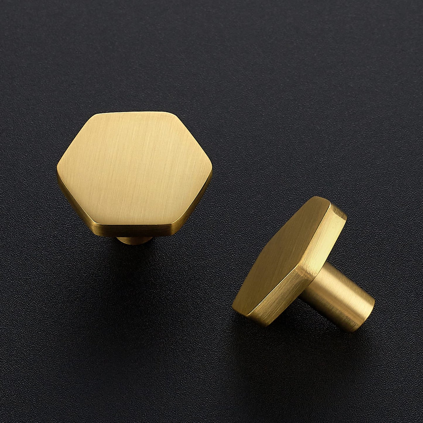 Home Expert Gold Cabinet Knobs 10 Pack Solid Kitchen Cabinet Knobs Hexagon 1.1'' Brushed Gold Knobs for Kitchen Cabinets and Drawers Dresser Knobs