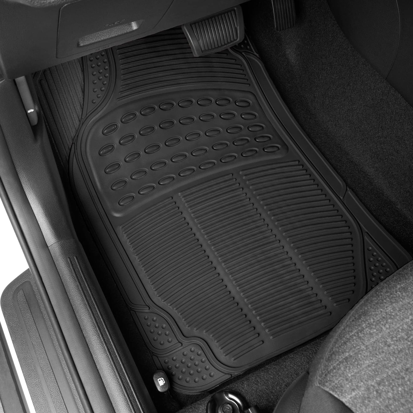 BDK ProLiner Floor Mats for Cars Trucks SUV, Black 3-Piece Heavy Duty Car Mats with Universal Fit Design, All Weather Car Floor Liners