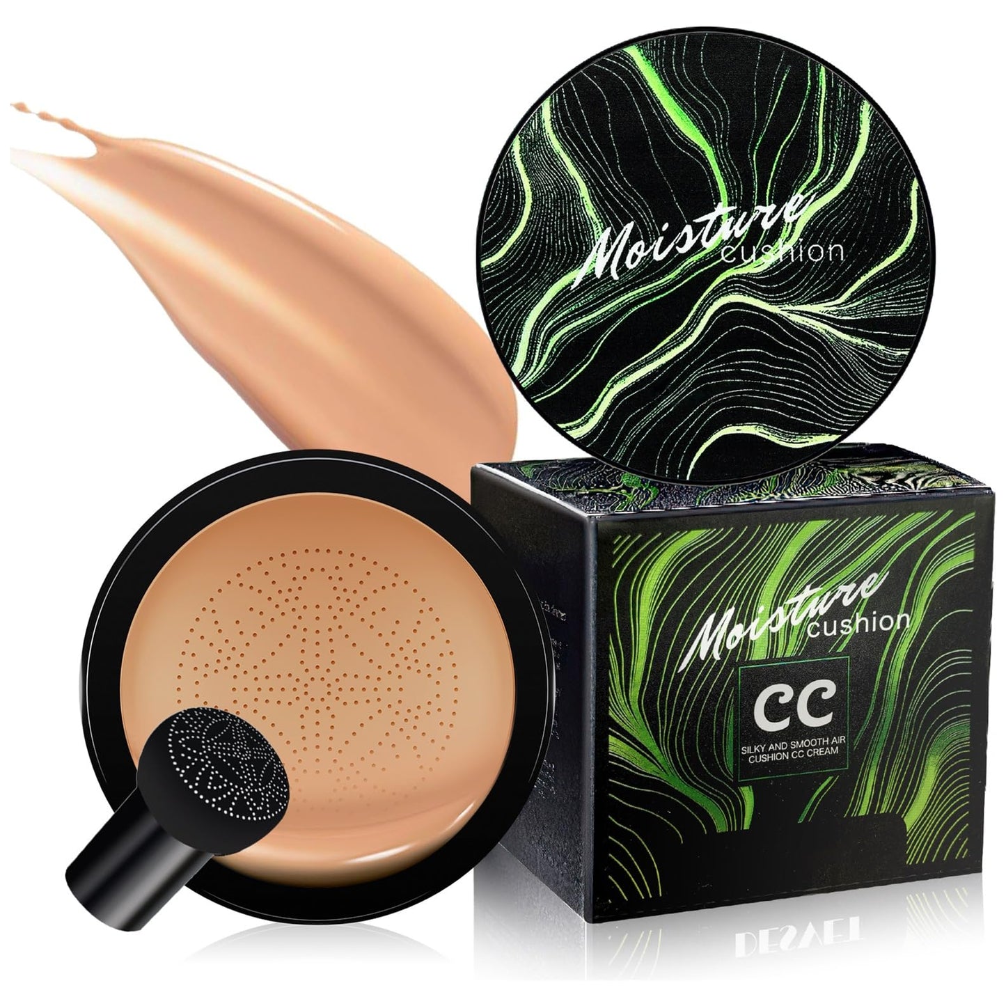 Mushroom Head Air Cushion CC Cream - BB Cream Foundation Makeup, Long-Lasting Makeup Even Skin Tone, Concealer Moisturizing Oil Control Waterproof, Makeup Base Primer for All Skin Types (MediumDeep)