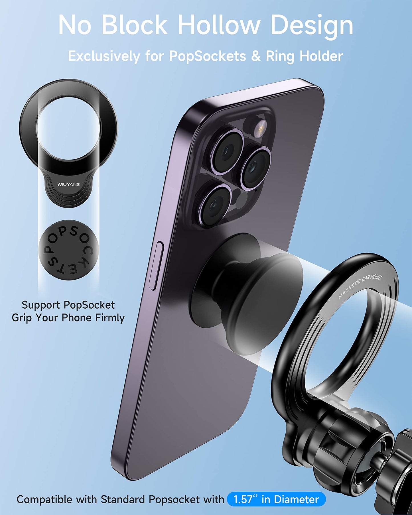 NIUYANE Compatible with Mag-safe Car Mount,Magnetic Car Phone Mount,2 in 1 Super Stable Dash&Air Vent Car Phone Mount,Mag-Safe Accessories for iPhone 15 Pro Plus Max 14 13 12 Mini Mag-Safe Case