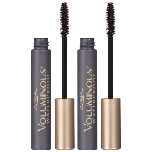 L'Oreal Paris Voluminous Original Waterproof Mascara, Black Brown, 2 count