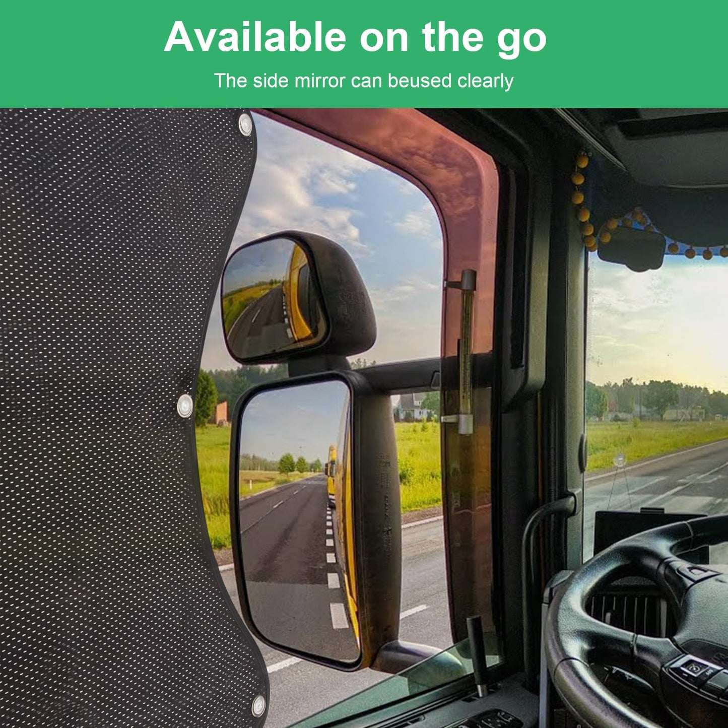 Side Window Sun Shade for Semi-Truck - Custom Fit for Freightliner Volvo VNL International Trucks - RV Semi Truck Accessories, Interior UV Protection, Easy Install - Keep Your Rig Cool & Comfortable