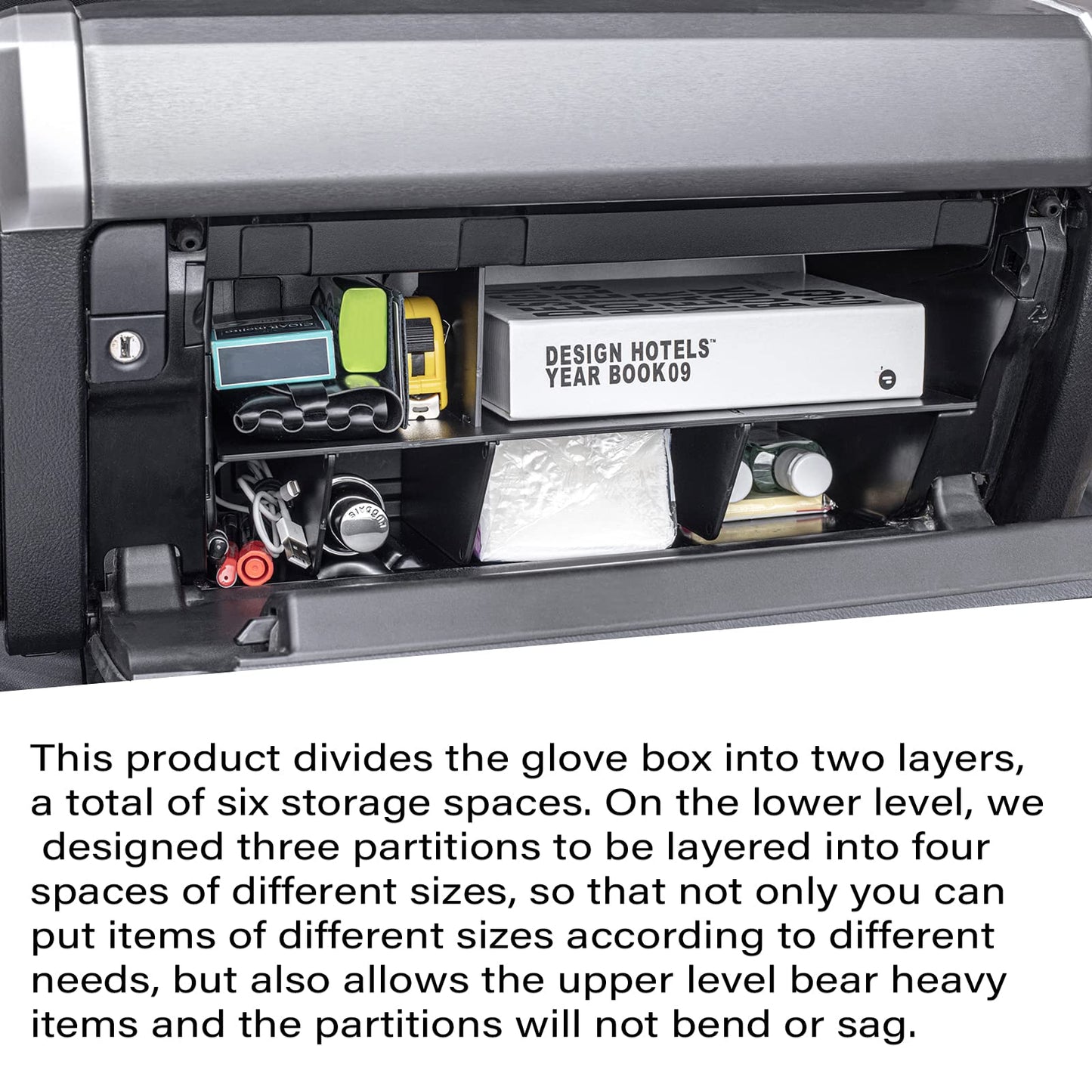 JKCOVER Compatible with Toyota 4Runner Glove Box Dividers Organizer 2010-2021 2022 2023 and Lexus GX 460 (2010-2023) Accessories Insert Box ABS Secondary Storage