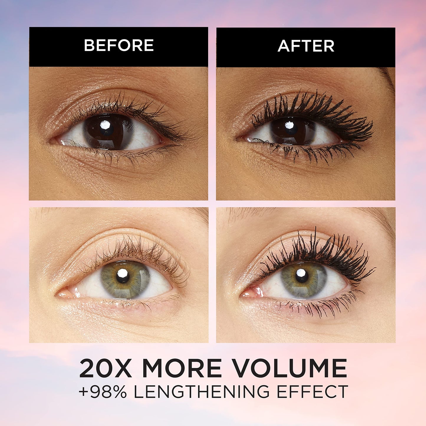 L’Oréal Paris Voluminous Makeup Lash Paradise Mascara, Voluptuous Volume, Intense Length, Feathery Soft Full Lashes, No Flaking, No Smudging, No Clumping, Blackest Black, 1 Count, Packaging May Vary