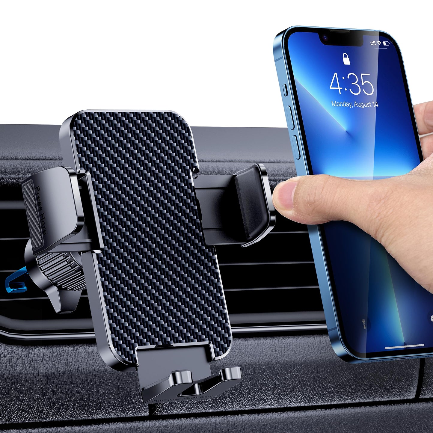 Phone Mount for Car Phone Holder [Thick Cases Friendly] Cell Phone Holder Hands Free Phone Stand for Car Vent Phone Mount Fit iPhone Android Smartphone Cell Phone Automobile Cradles Universal