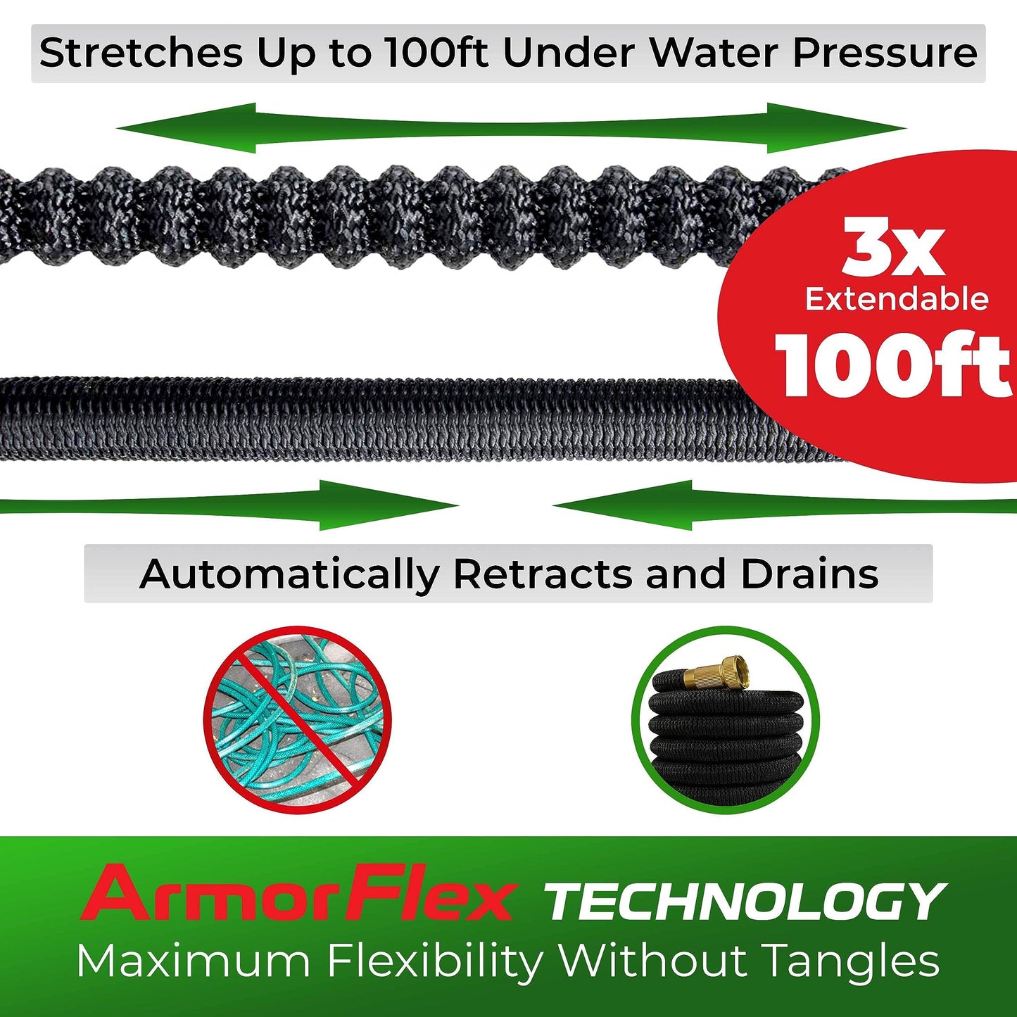 Janska by Mueller 3/4 in. Dia x 50 ft. Flexible & Lightweight Garden Hose that Extends and Retracts, Kink and Tangle Resistant, with 9 Function Spray Nozzle