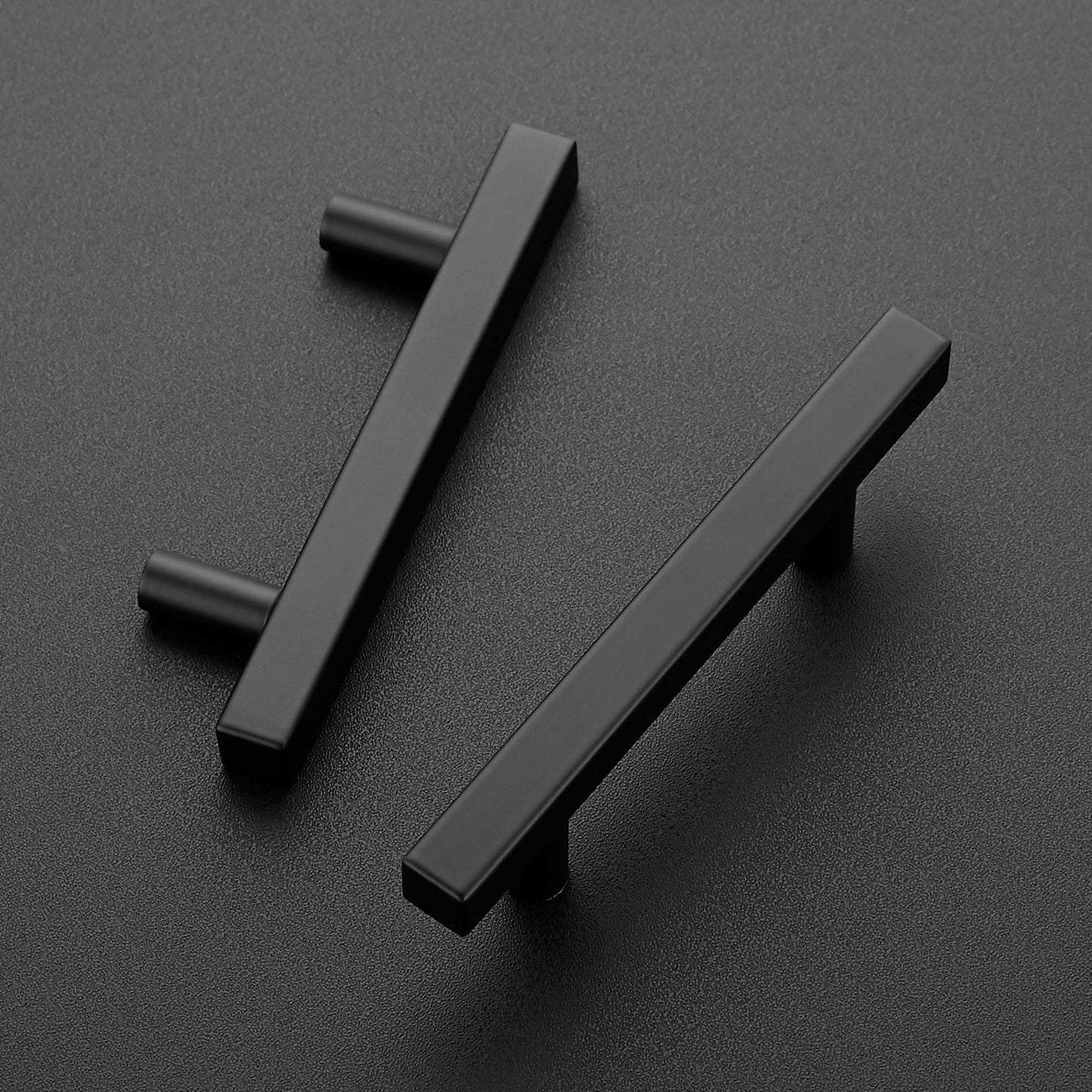 Ravinte 1 Pack 5 inch Square Cabinet Pulls Matte Black Stainless Steel Kitchen Drawer Pulls Cabinet Handles 5”Length, 3” Hole Center