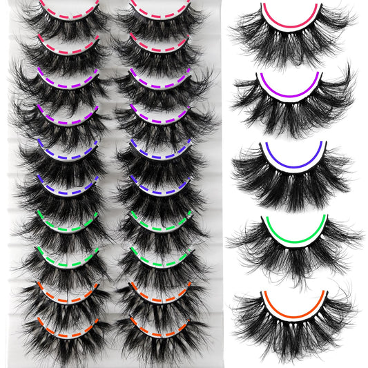 Newcally False Eyelashes 20MM Dramatic Faux Mink Lashes Pack Wispy Long Fake Eyelashes Thick Volume Fluffy Strip Eye Lashes 12 Pairs Multipack