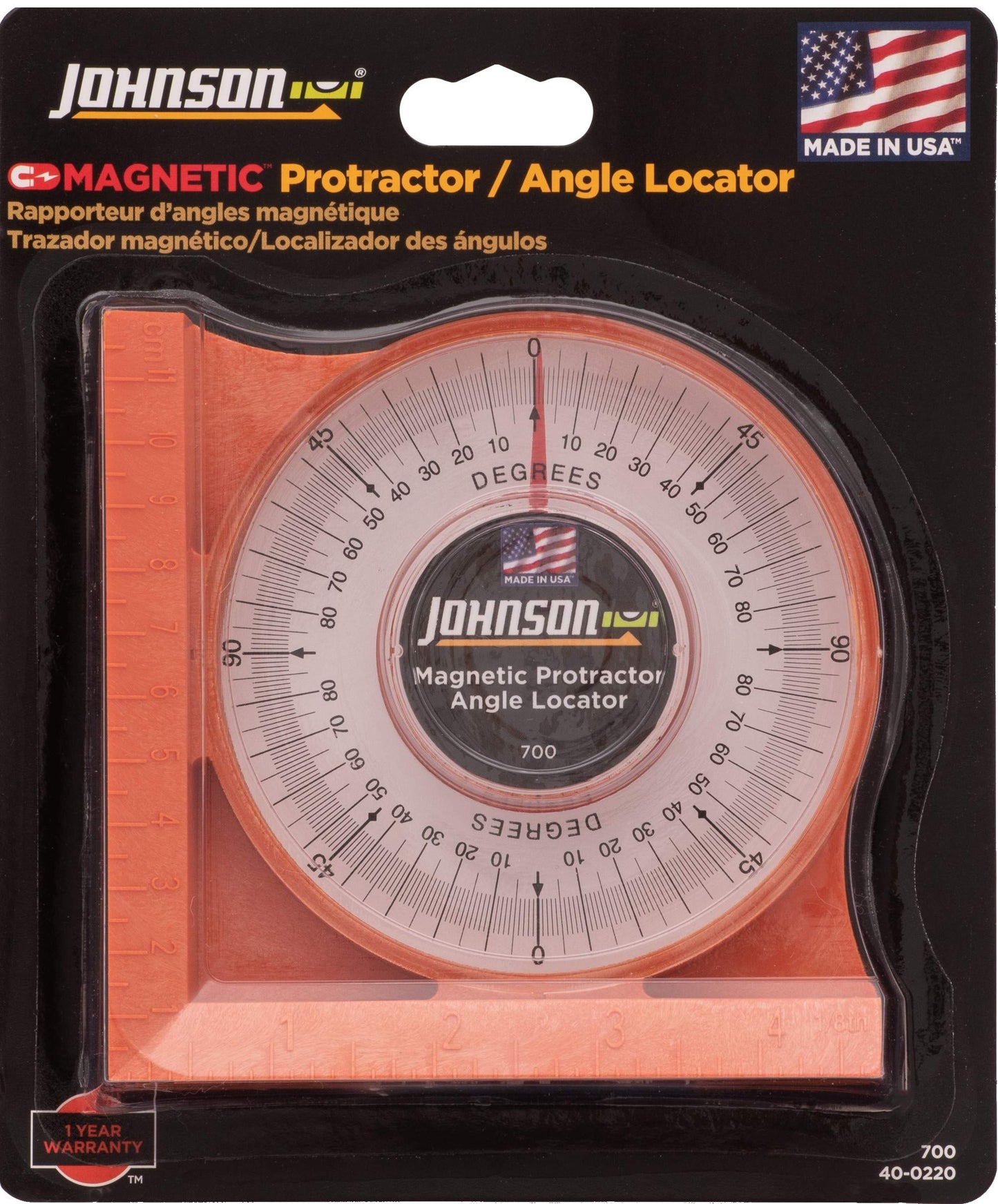 Johnson Level & Tool 700 Magnetic Angle Locator, Orange, 1 Locator