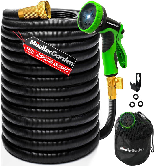 Janska by Mueller 3/4 in. Dia x 50 ft. Flexible & Lightweight Garden Hose that Extends and Retracts, Kink and Tangle Resistant, with 9 Function Spray Nozzle