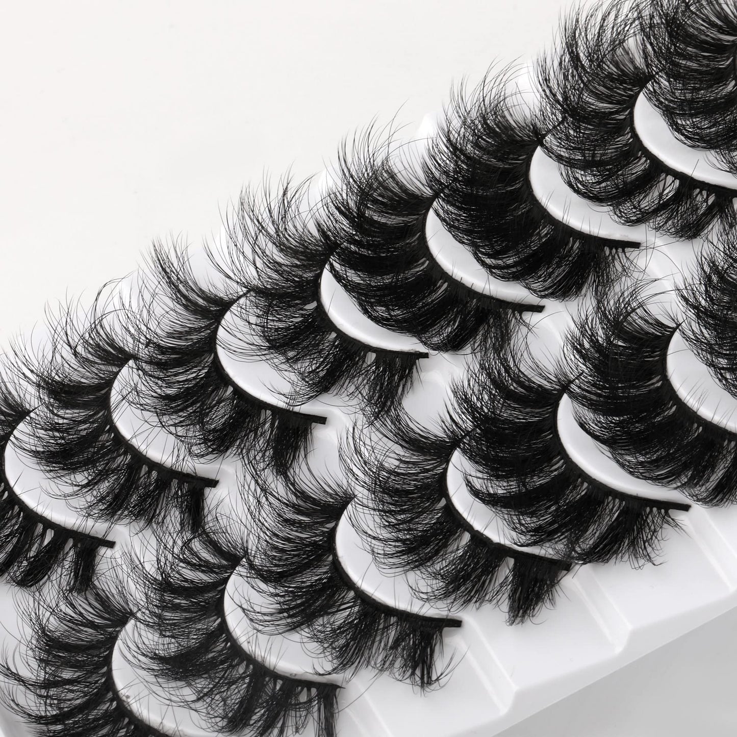 Newcally False Eyelashes 20MM Dramatic Faux Mink Lashes Pack Wispy Long Fake Eyelashes Thick Volume Fluffy Strip Eye Lashes 12 Pairs Multipack