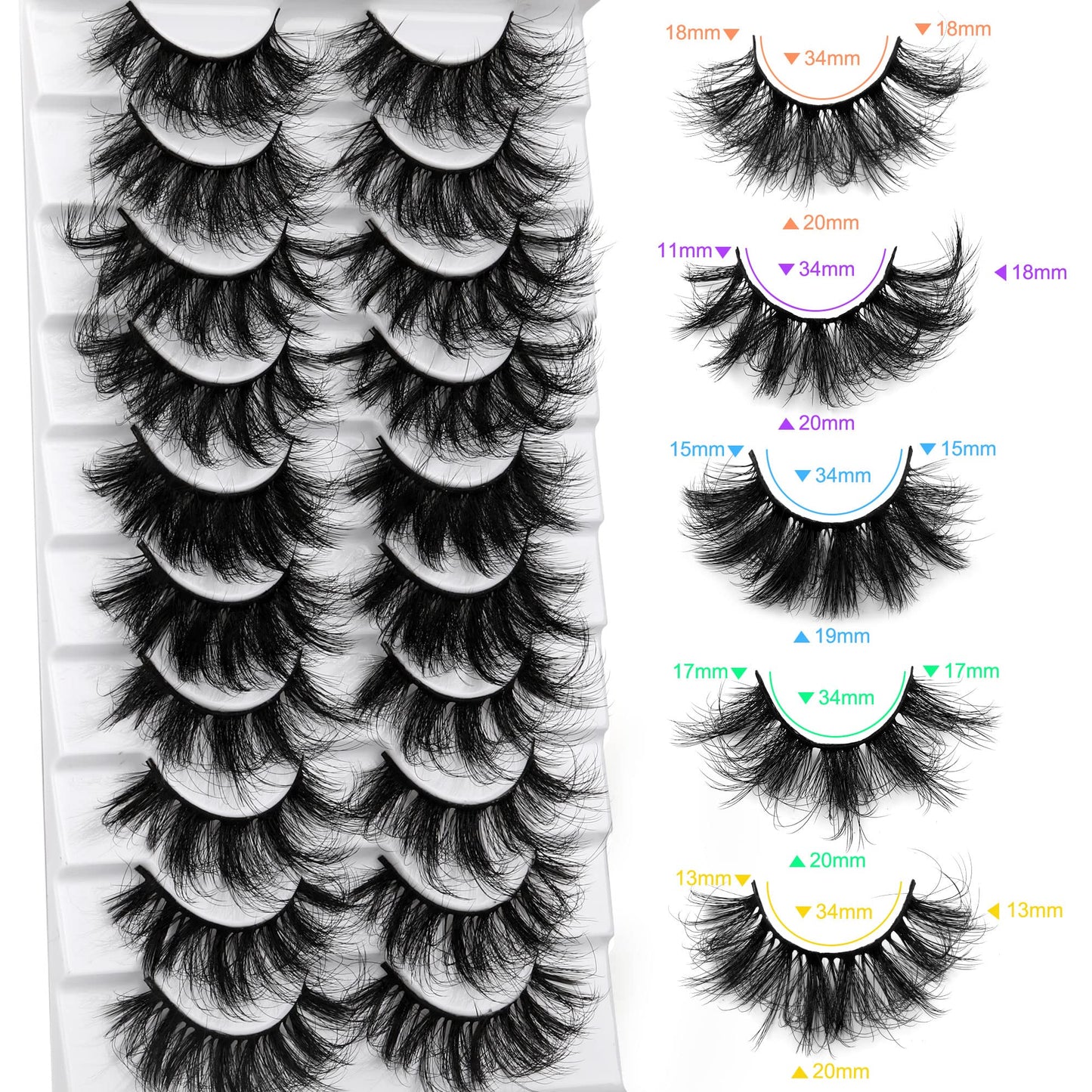 Newcally False Eyelashes 20MM Dramatic Faux Mink Lashes Pack Wispy Long Fake Eyelashes Thick Volume Fluffy Strip Eye Lashes 12 Pairs Multipack