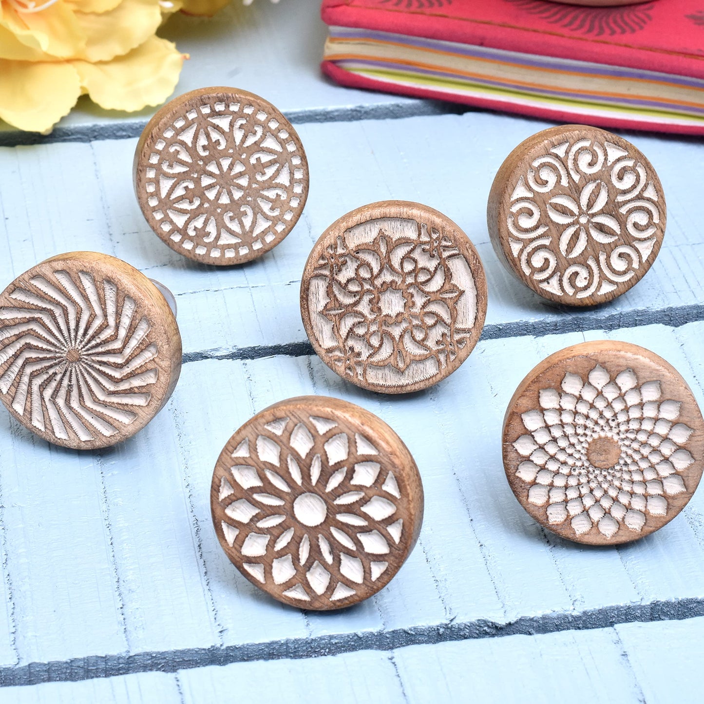 Indian Shelf 18 Pack - Boho Knobs - Wood Knobs for Cabinets and Drawers - Wooden Dresser Knobs - Boho Wooden Knobs- Unique Knobs- Natural Knobs- Wood Drawer Pulls